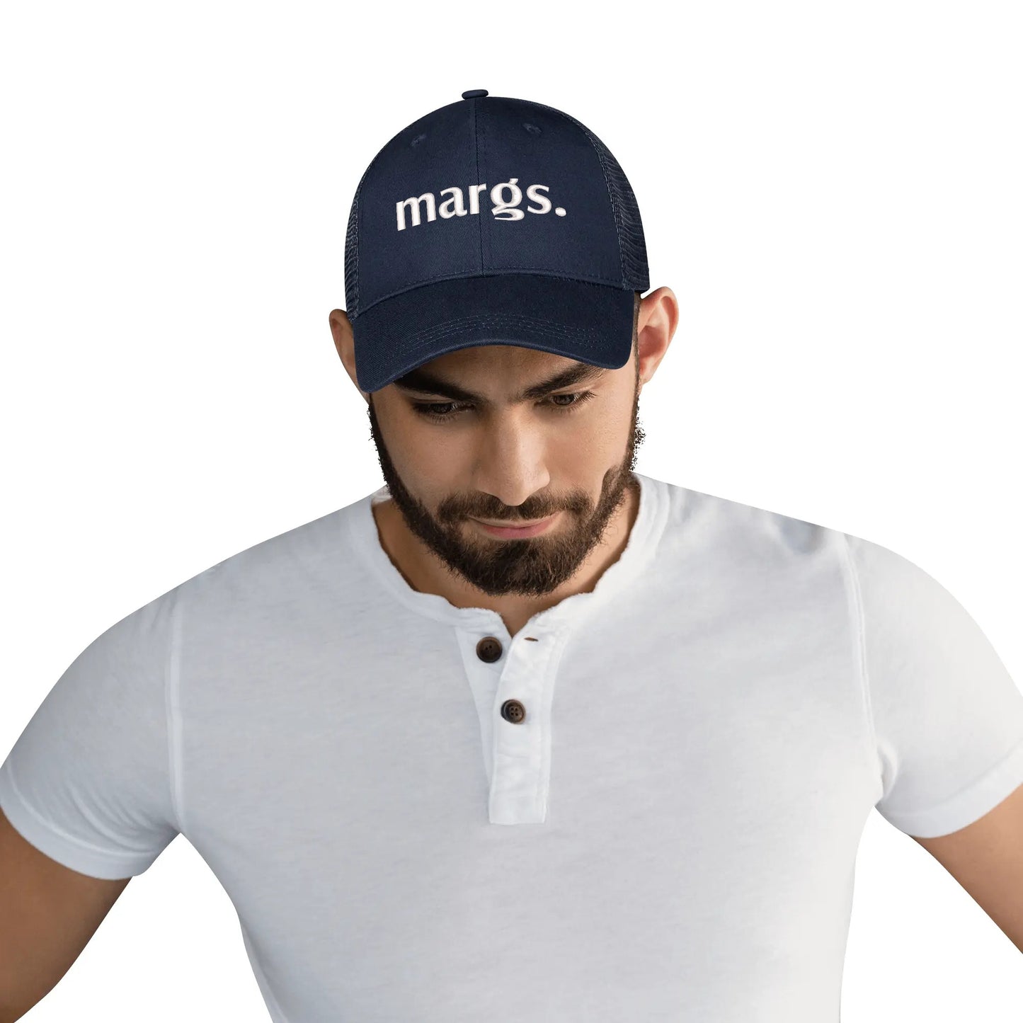 Emobrideried Grid Mesh Trucker Hat