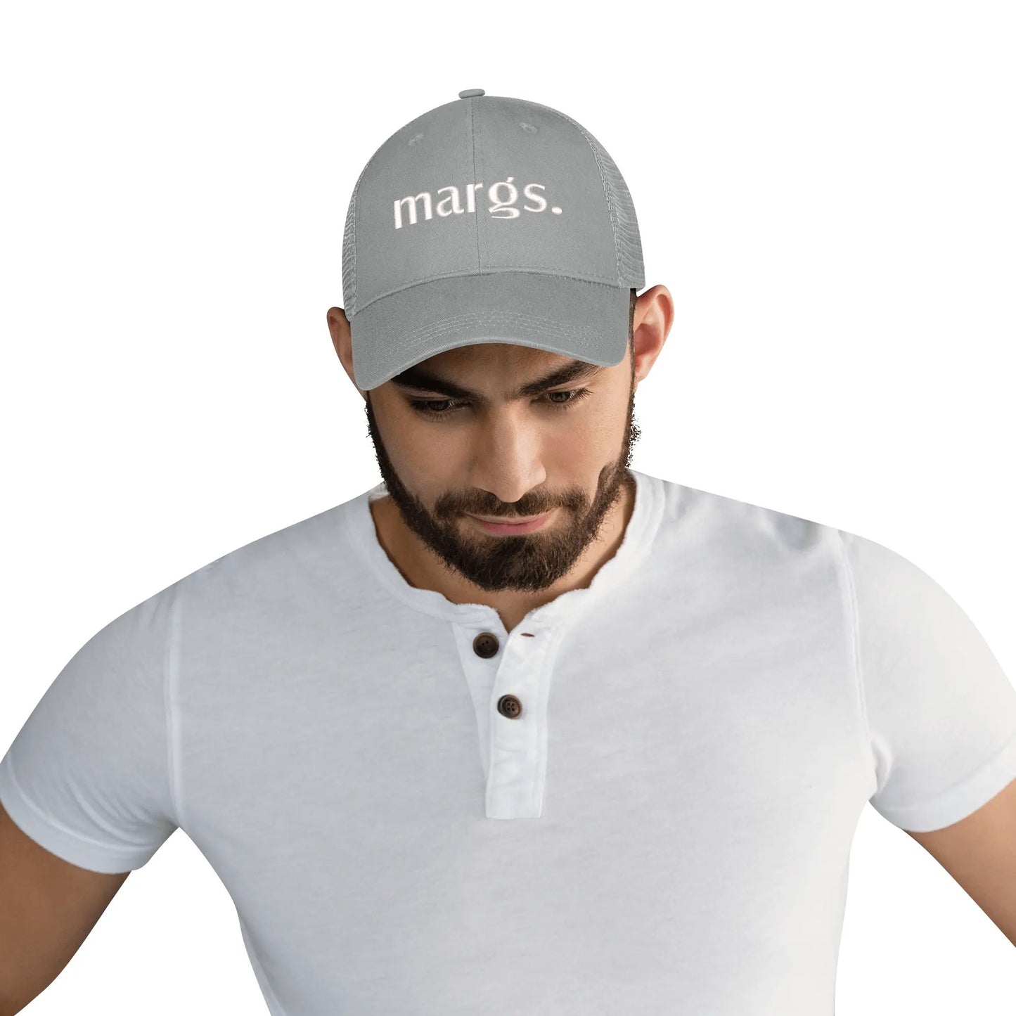 Emobrideried Grid Mesh Trucker Hat