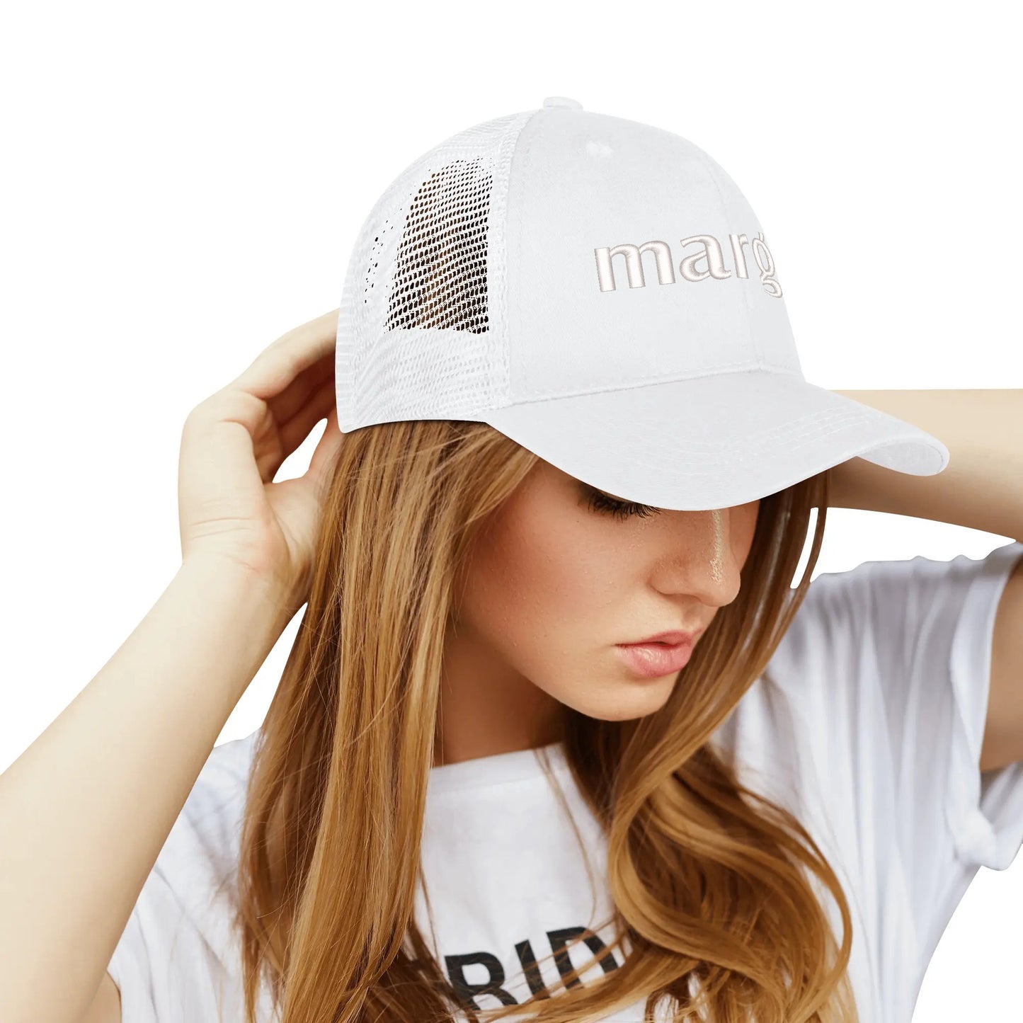 Emobrideried Grid Mesh Trucker Hat