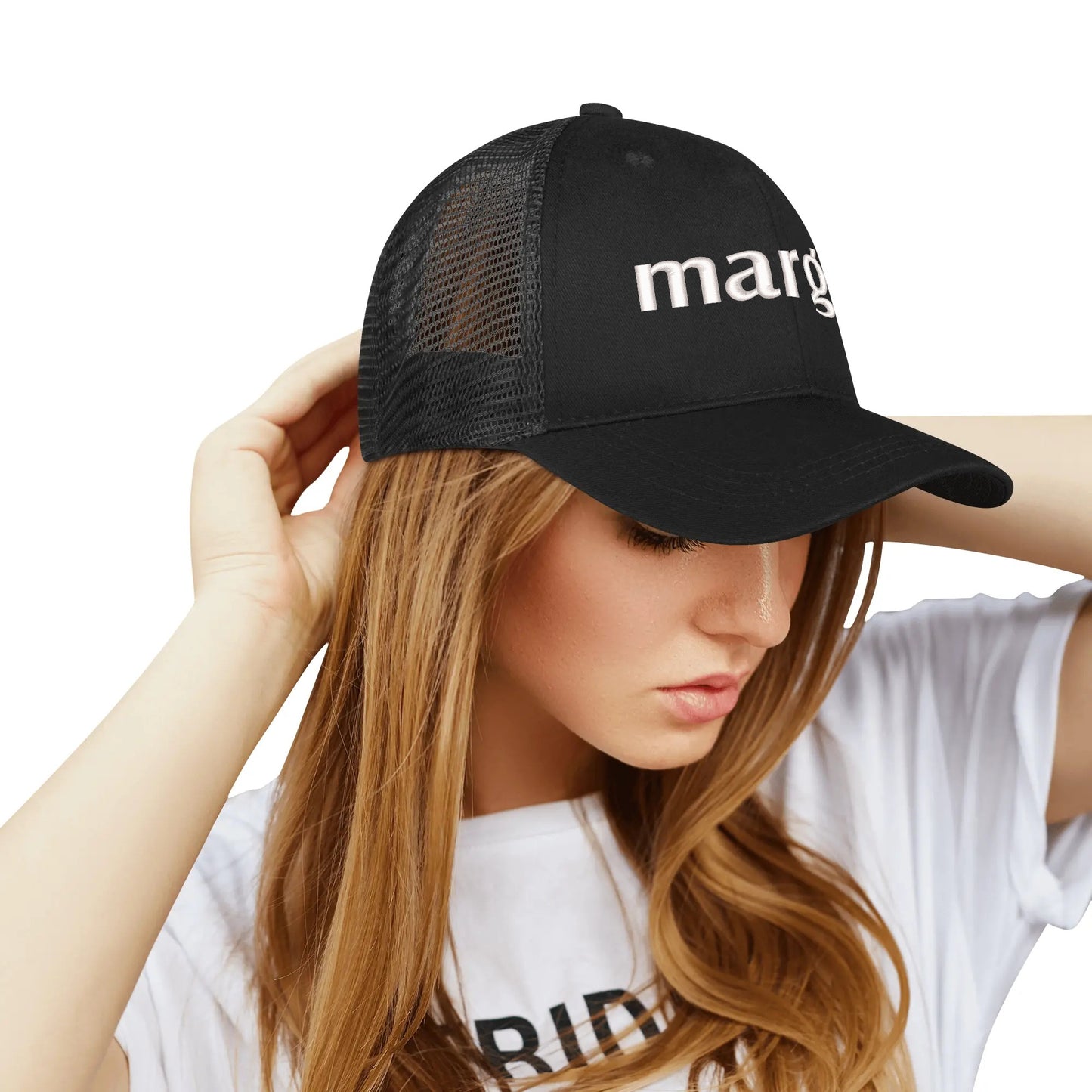 Emobrideried Grid Mesh Trucker Hat