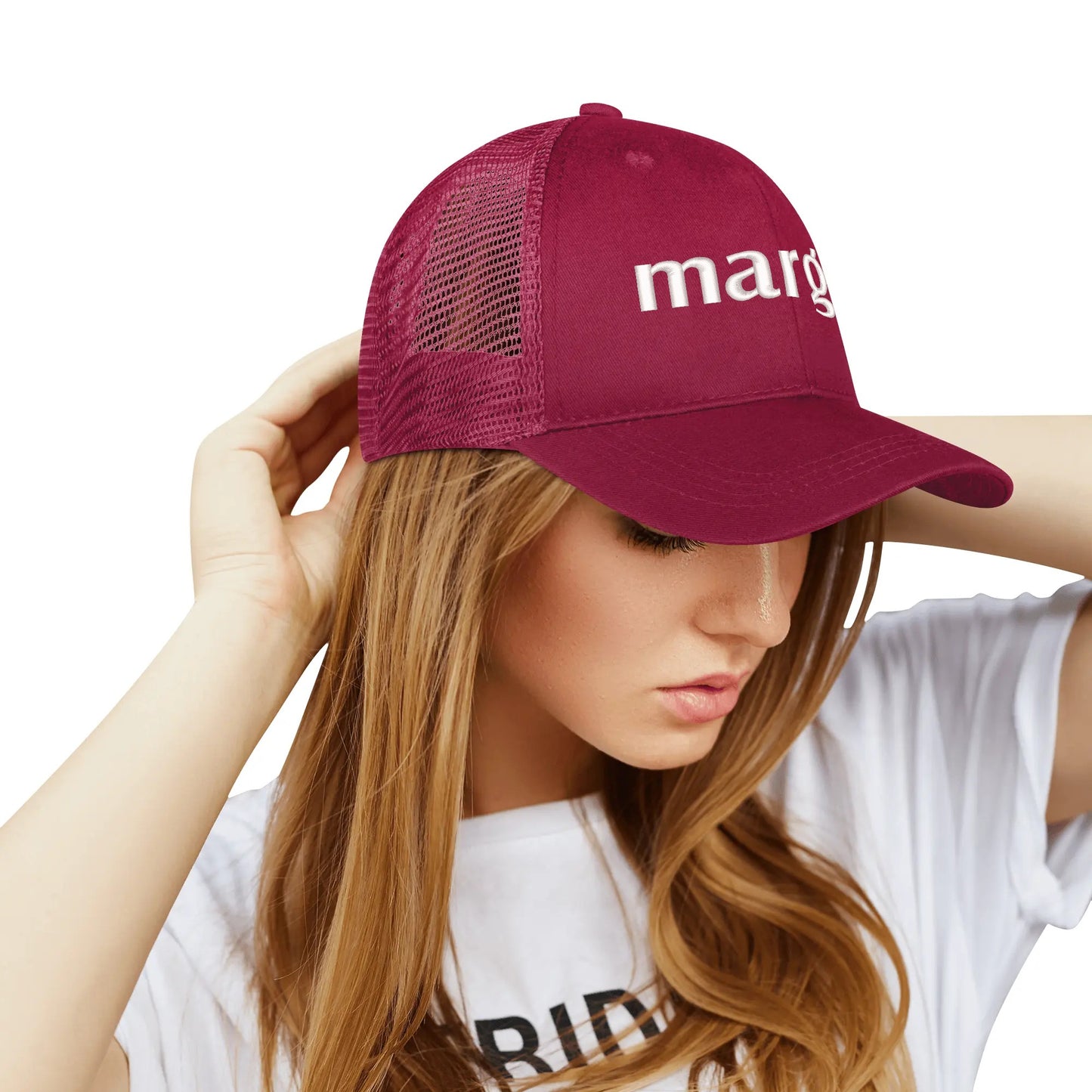 Emobrideried Grid Mesh Trucker Hat