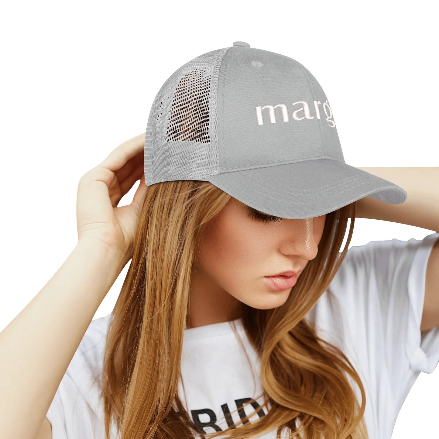 Emobrideried Grid Mesh Trucker Hat