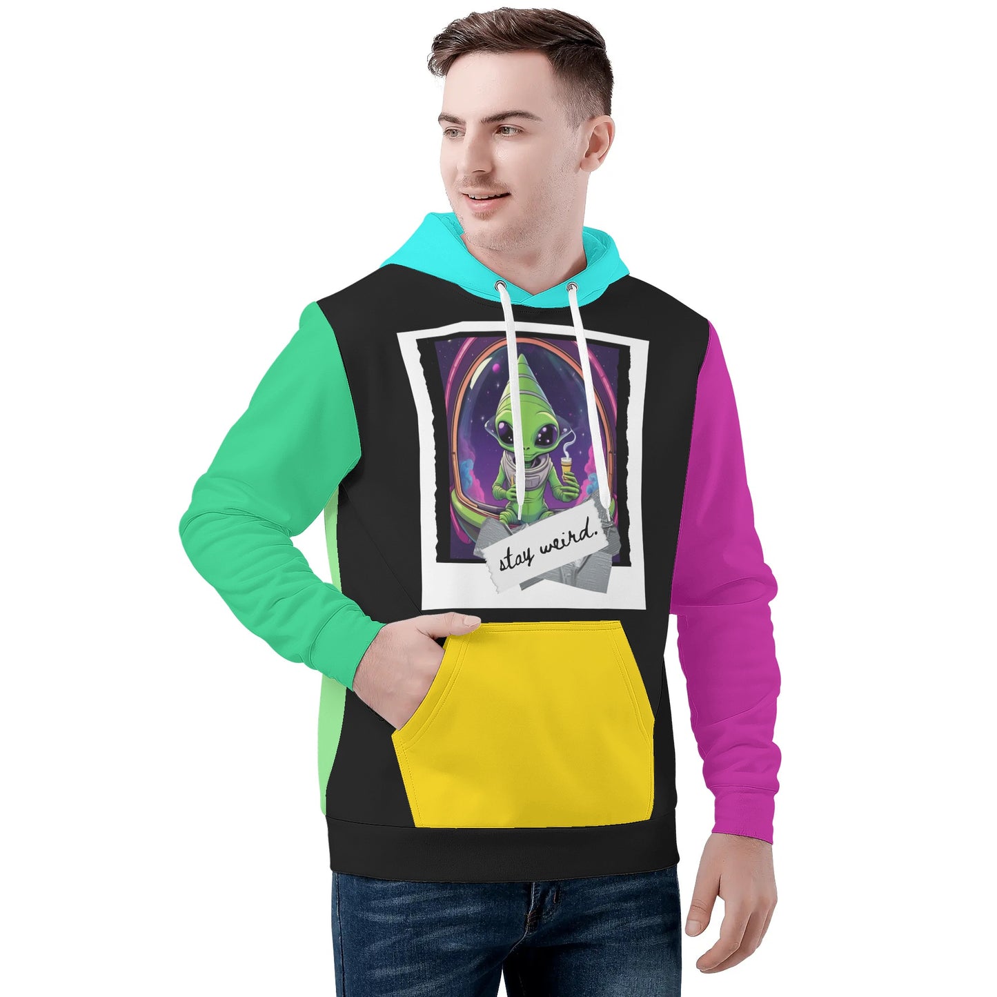 Mens All Over Print Basic Hoodie