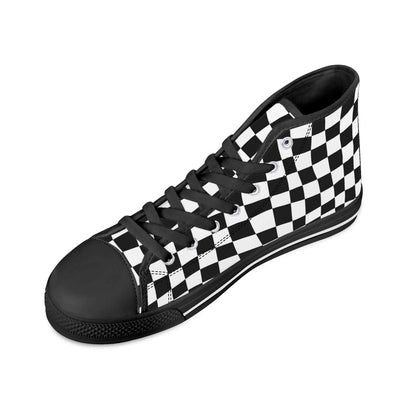 Checkered Anime - Mens High Top Canvas Shoes - Customized Tongue