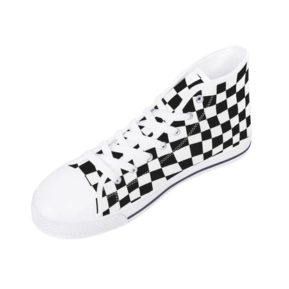 Checkered Anime - Mens High Top Canvas Shoes - Customized Tongue