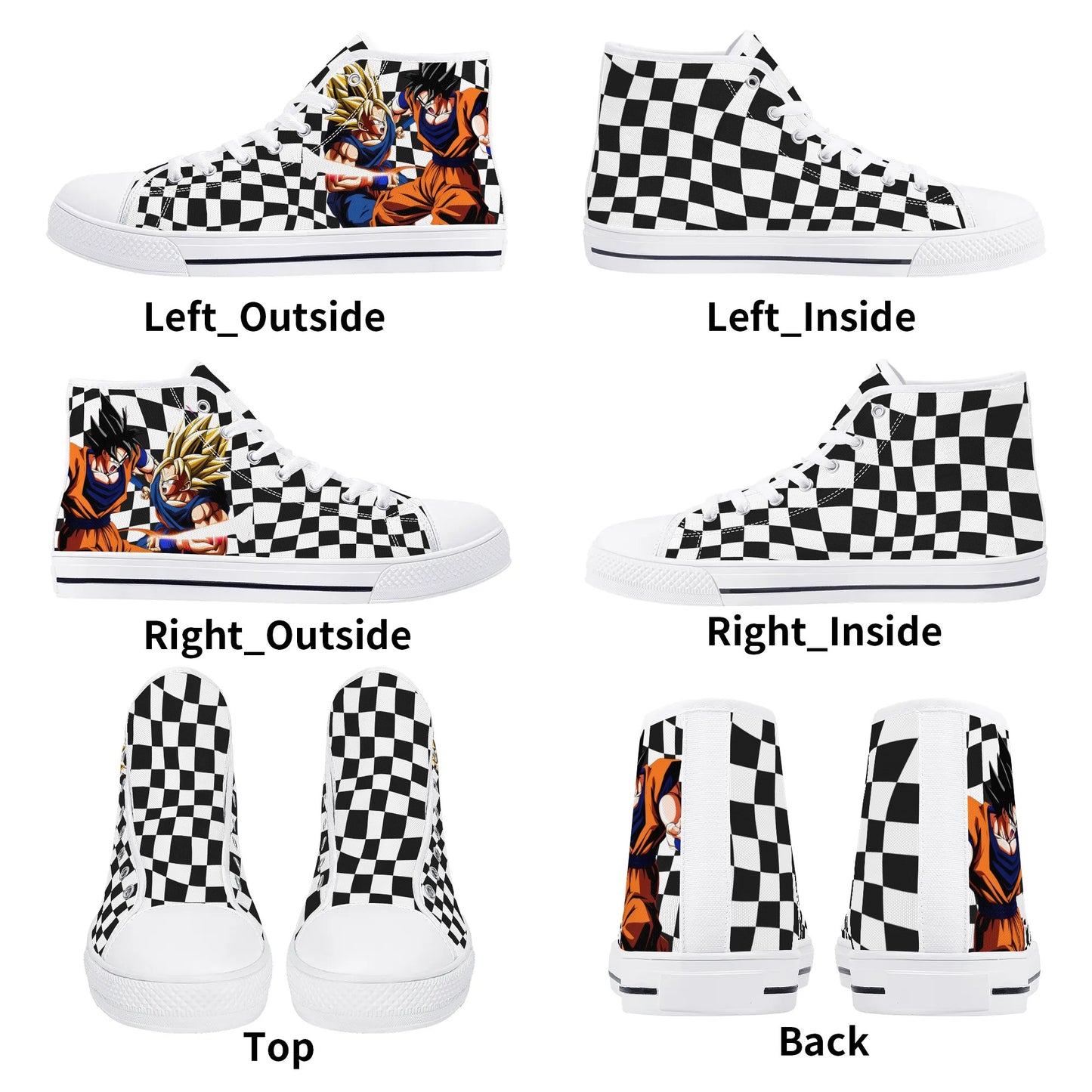 Checkered Anime - Mens High Top Canvas Shoes - Customized Tongue