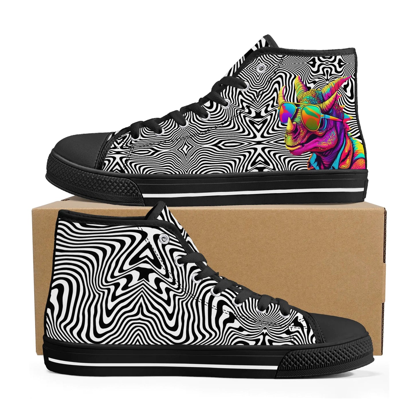 Mens High Top Canvas Shoes - Customized Tongue