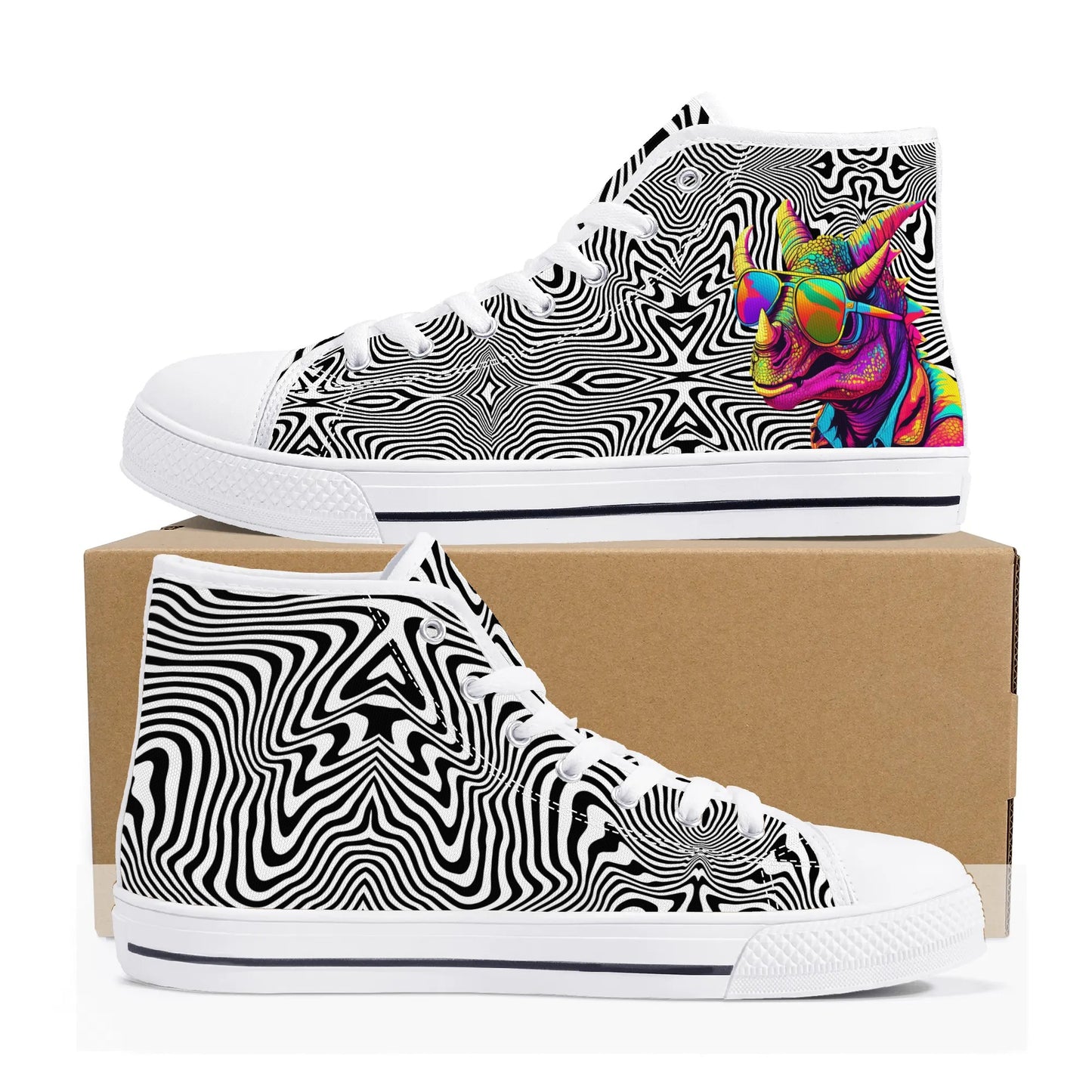 Mens High Top Canvas Shoes - Customized Tongue