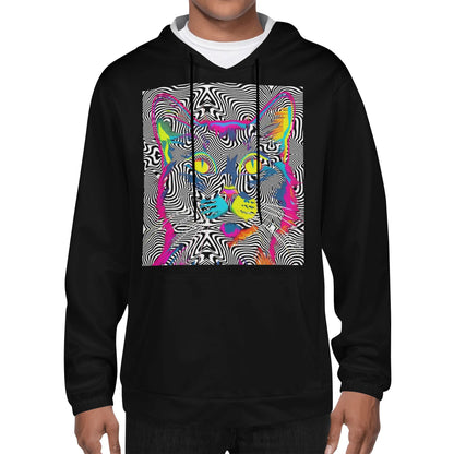 Wicked Whiskers - Black Lightweight All Over Print Hoodie