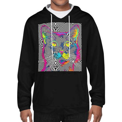 Wicked Whiskers - Black Lightweight All Over Print Hoodie