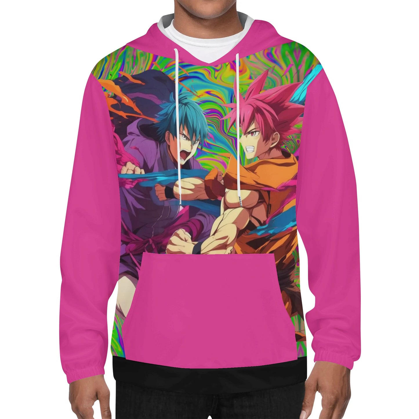 Anime Fighters in Pink - Lightweight All Over Print Hoodie