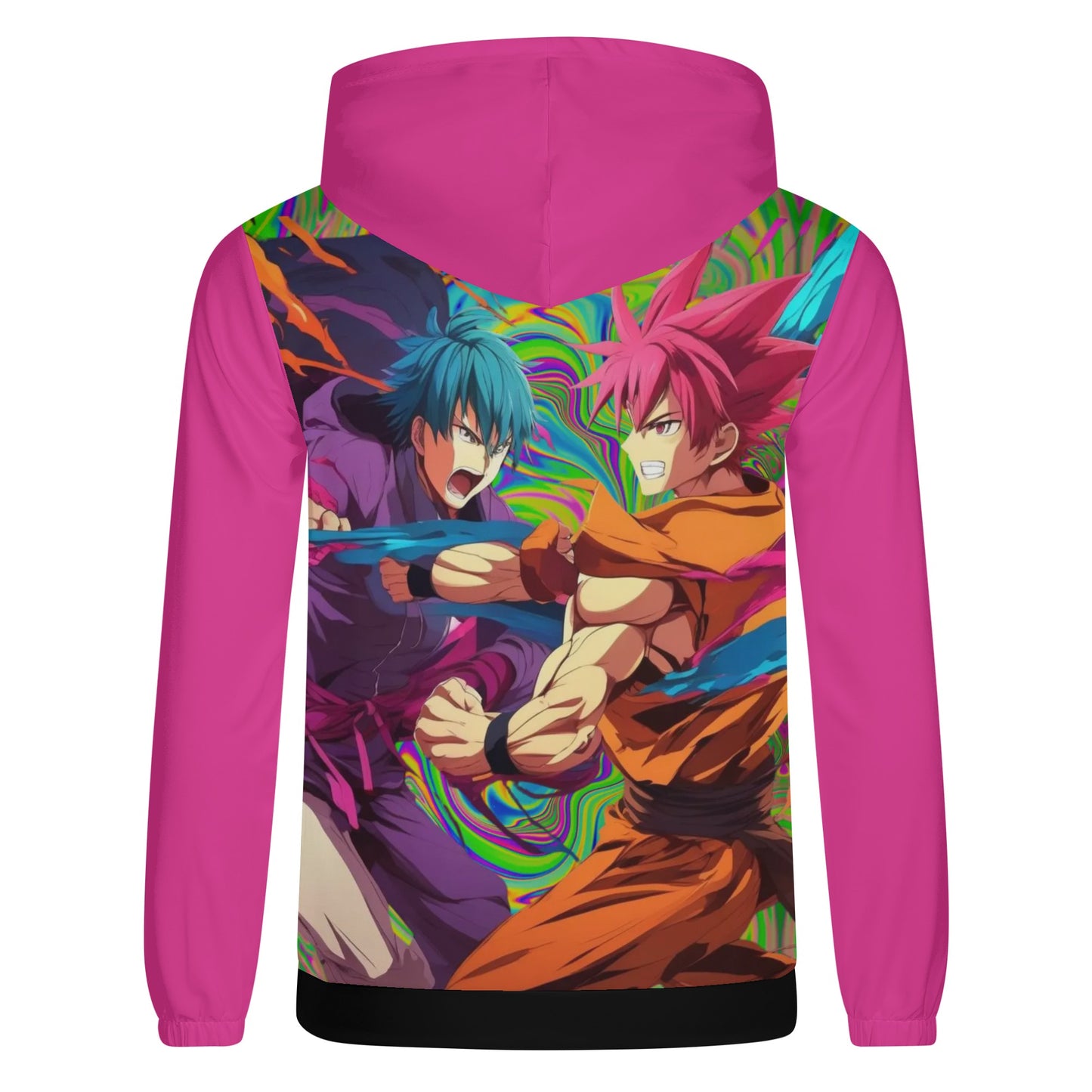 Anime Fighters in Pink Mens Lightweight All Over Print Hoodie (All-Over Pink)