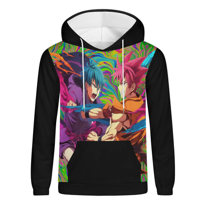 Anime Fighters in Black Lightweight All Over Print Hoodie