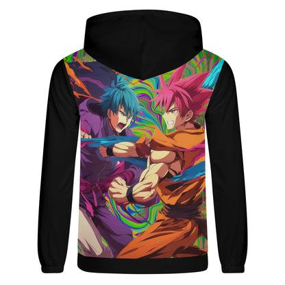 Anime Fighters in Black Lightweight All Over Print Hoodie