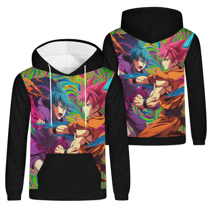 Anime Fighters in Black Lightweight All Over Print Hoodie