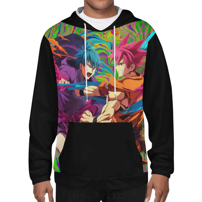 Anime Fighters in Black Lightweight All Over Print Hoodie