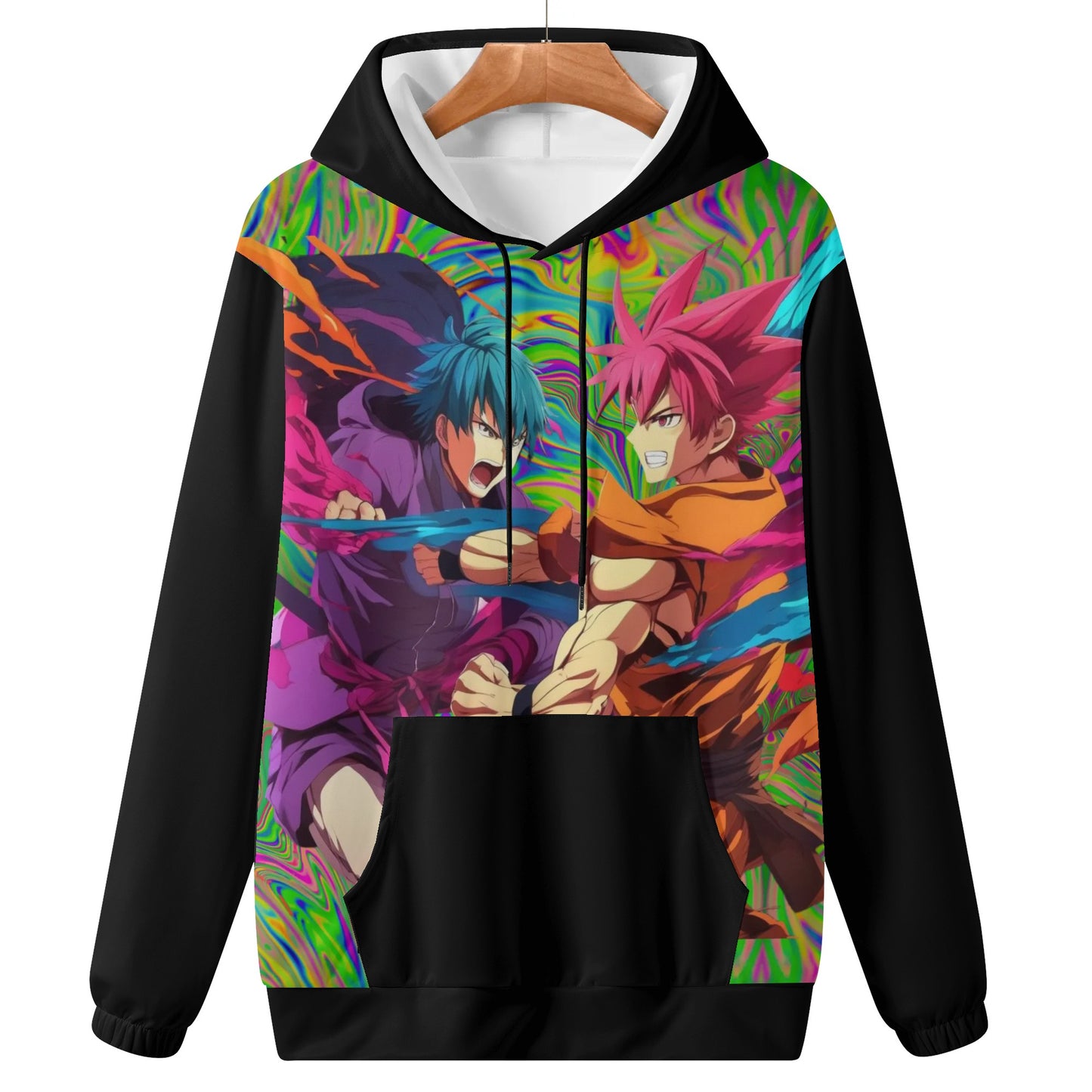 Anime Fighters in Black Lightweight All Over Print Hoodie