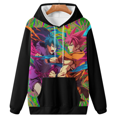 Anime Fighters in Black Lightweight All Over Print Hoodie