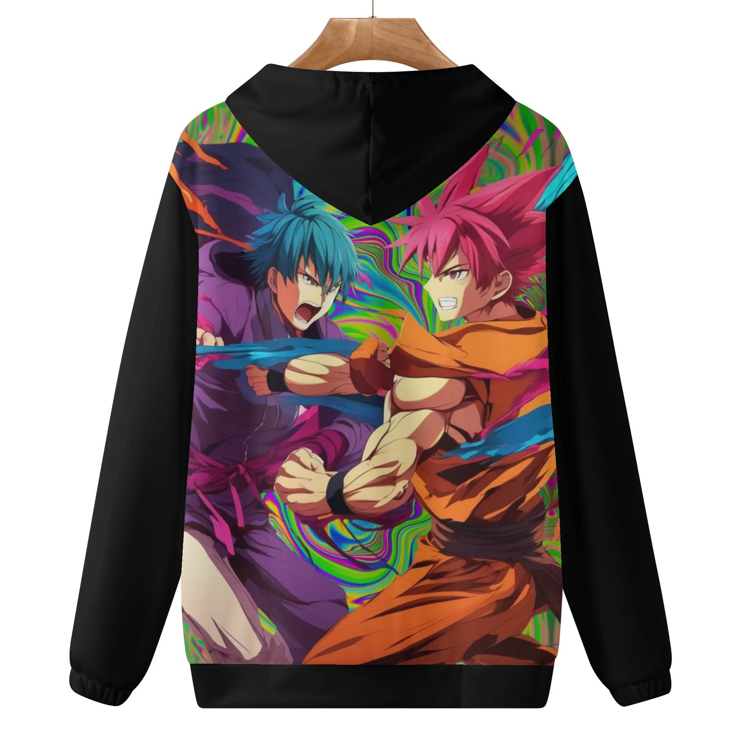 Anime Fighters in Black Lightweight All Over Print Hoodie