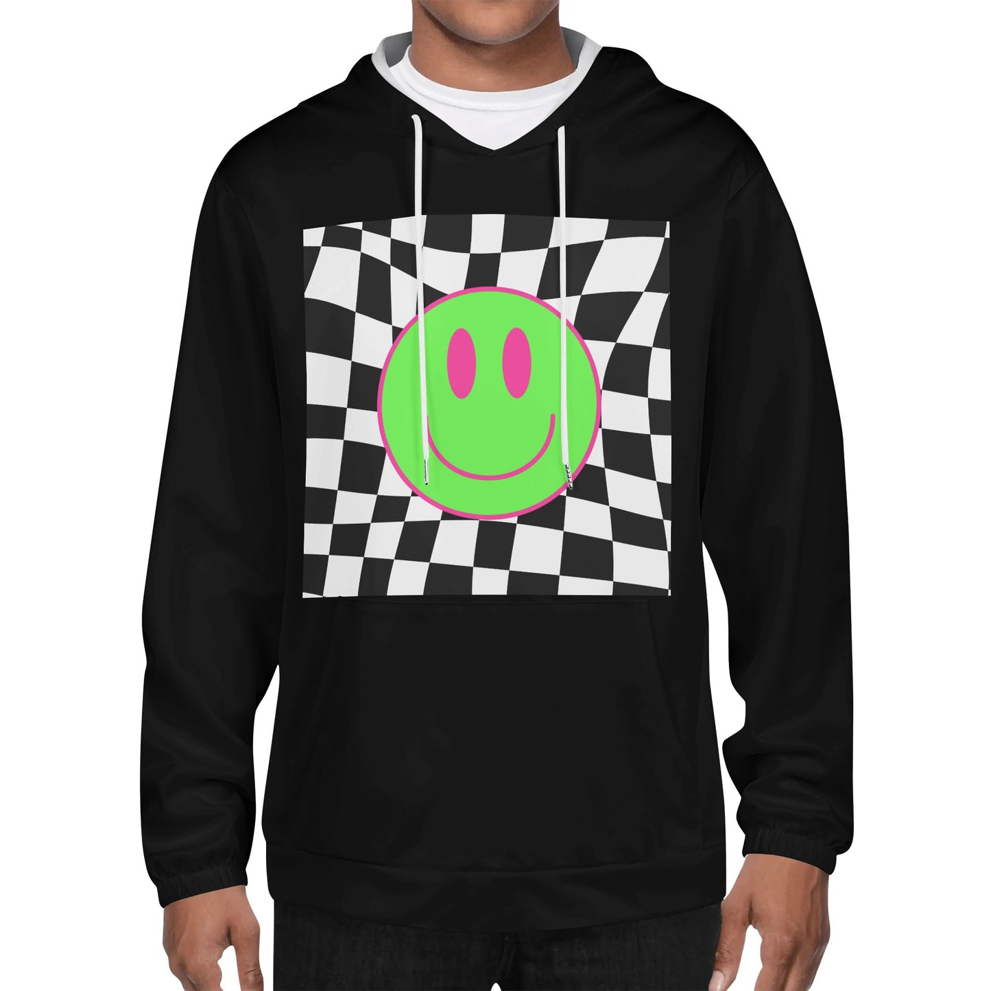 Lime Green Smiles -  Lightweight All Over Print Hoodie