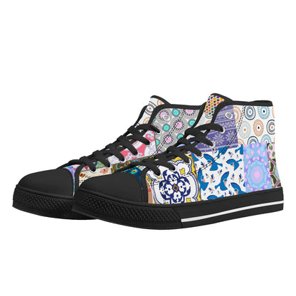 Grandma's Quilt - Mens High Top Canvas Shoes Customized Tongue