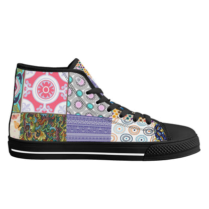 Grandma's Quilt - Mens High Top Canvas Shoes Customized Tongue