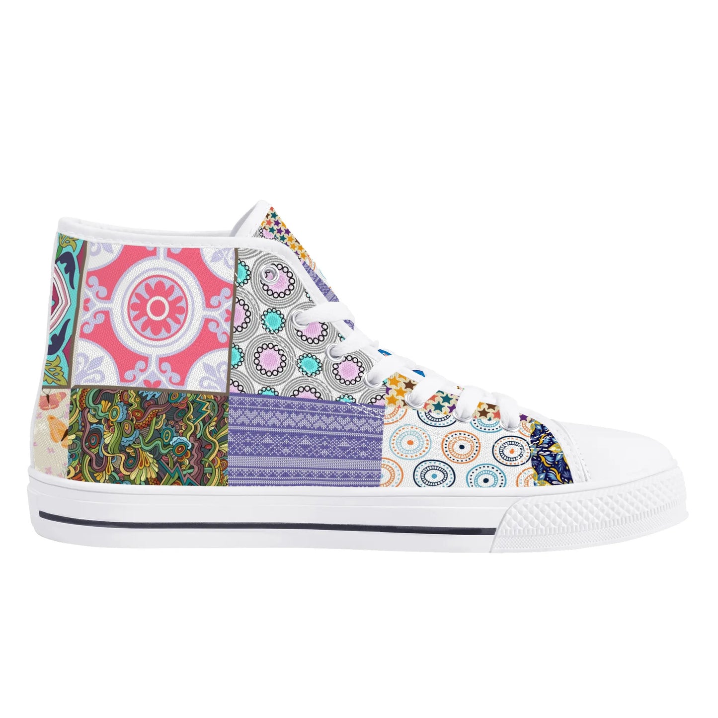 Grandma's Quilt - Mens High Top Canvas Shoes Customized Tongue