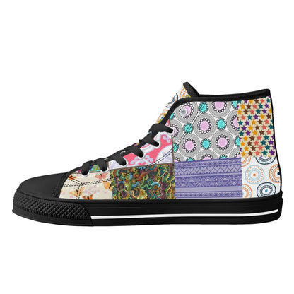 Grandma's Quilt - Mens High Top Canvas Shoes Customized Tongue