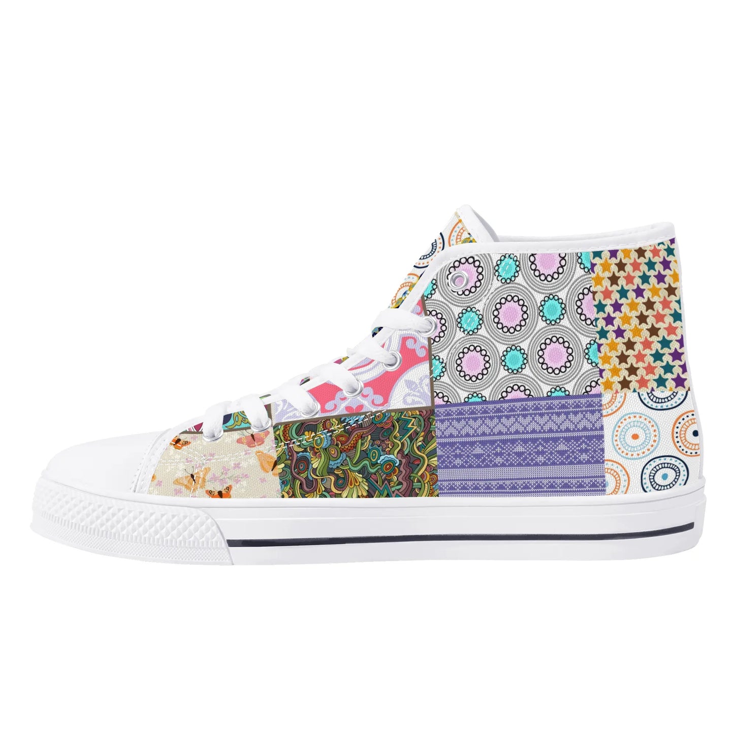 Grandma's Quilt - Mens High Top Canvas Shoes Customized Tongue