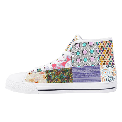 Grandma's Quilt - Mens High Top Canvas Shoes Customized Tongue