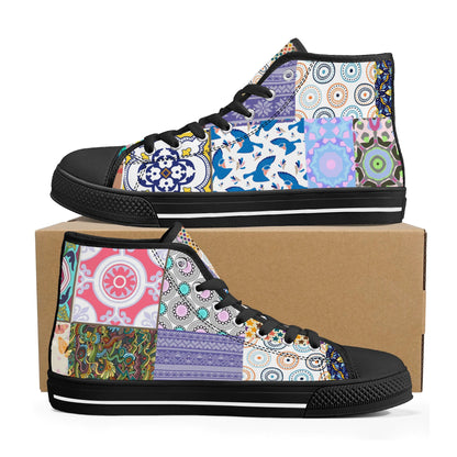 Grandma's Quilt - Mens High Top Canvas Shoes Customized Tongue