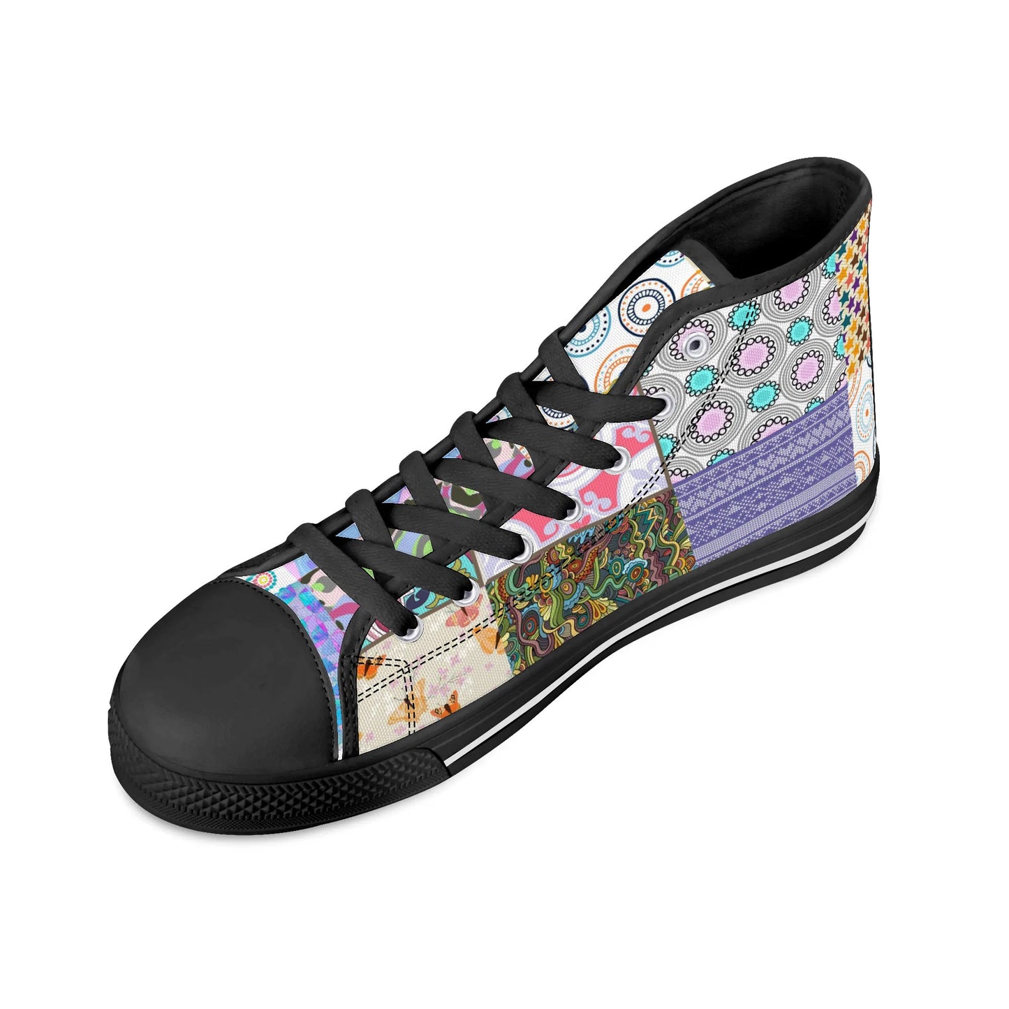 Grandma's Quilt - Mens High Top Canvas Shoes Customized Tongue