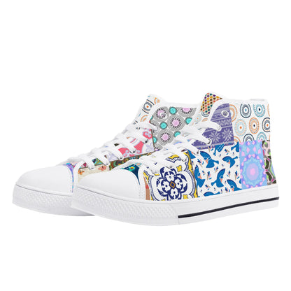 Grandma's Quilt - Mens High Top Canvas Shoes Customized Tongue