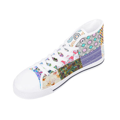 Grandma's Quilt - Mens High Top Canvas Shoes Customized Tongue