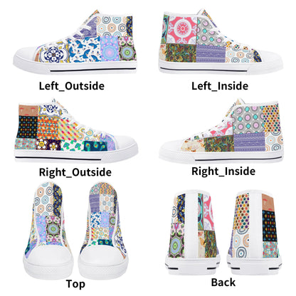 Grandma's Quilt - Mens High Top Canvas Shoes Customized Tongue