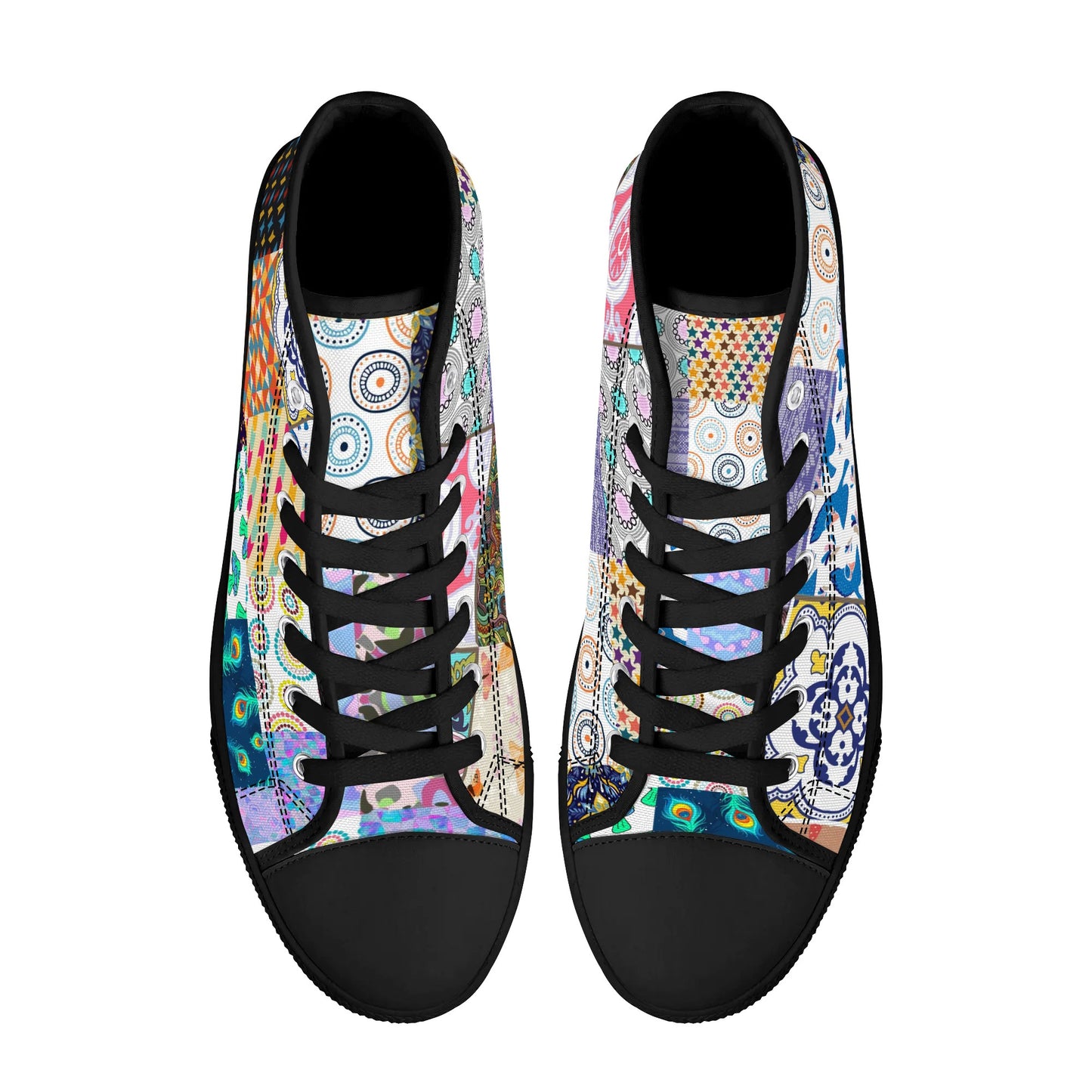 Grandma's Quilt - Mens High Top Canvas Shoes Customized Tongue