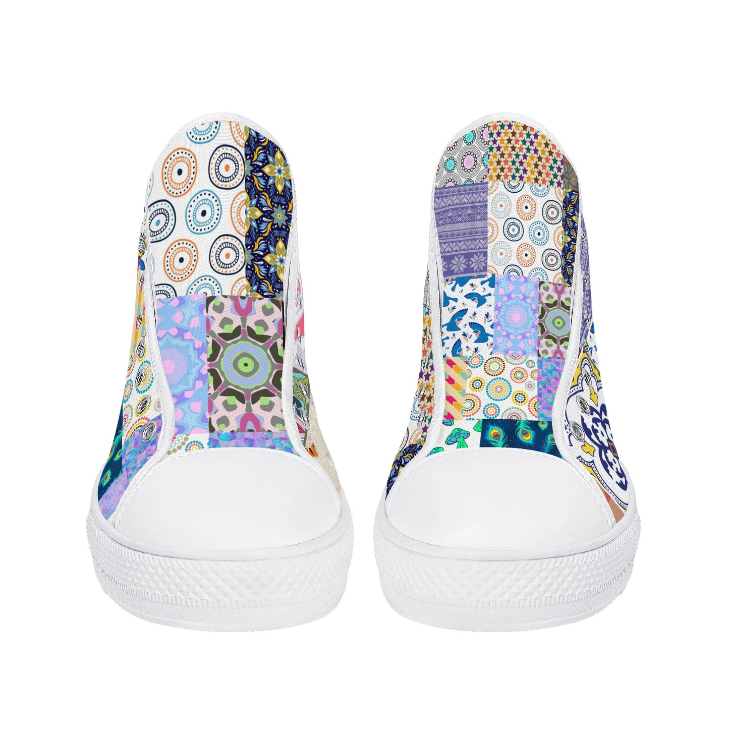 Grandma's Quilt - Mens High Top Canvas Shoes Customized Tongue