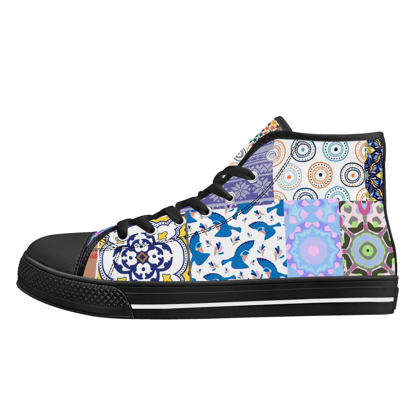 Grandma's Quilt - Mens High Top Canvas Shoes Customized Tongue