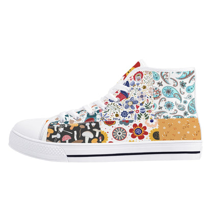 Grandma's Quilt 2 -  High Top Canvas Shoes