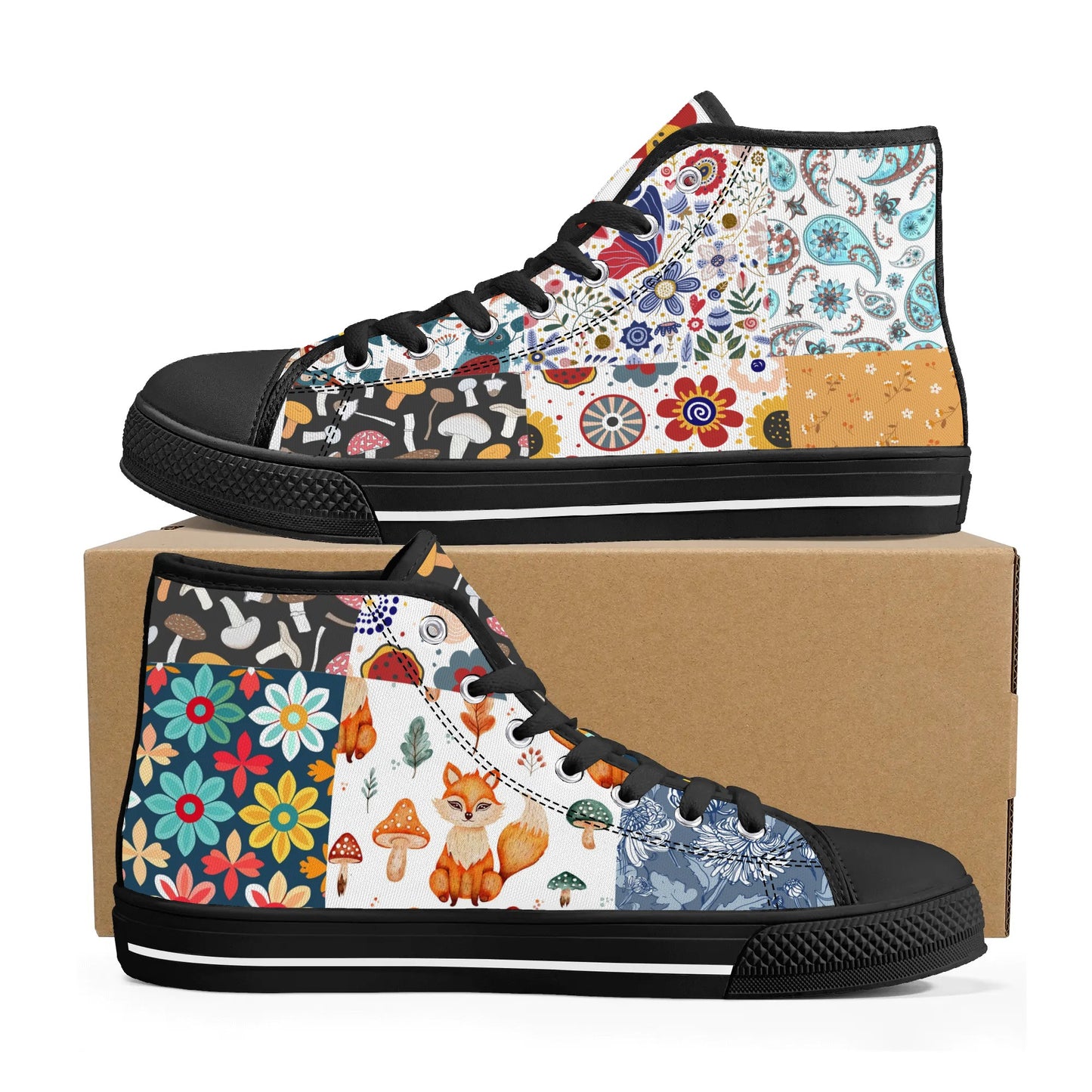 Grandma's Quilt 2 -  High Top Canvas Shoes