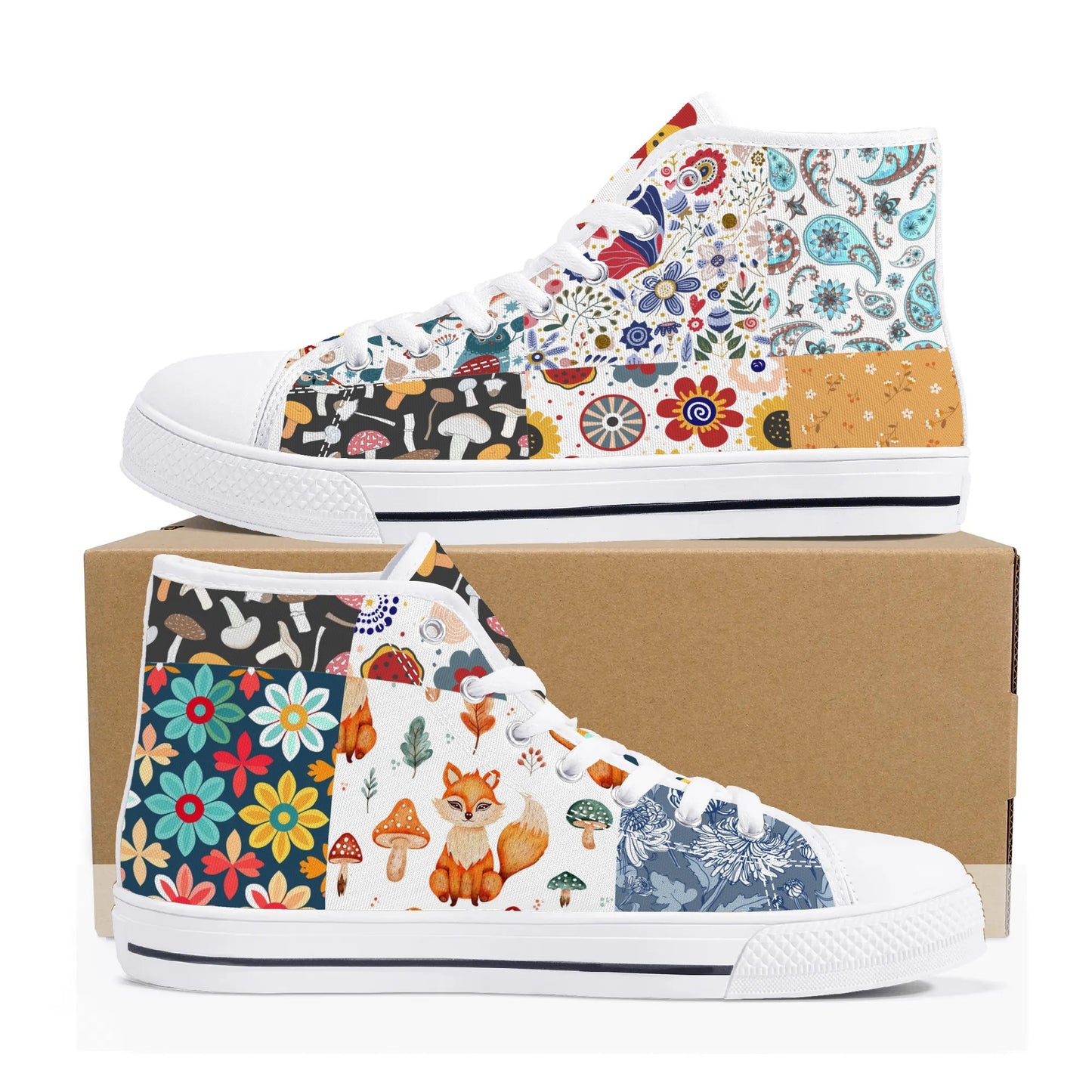 Grandma's Quilt 2 -  High Top Canvas Shoes