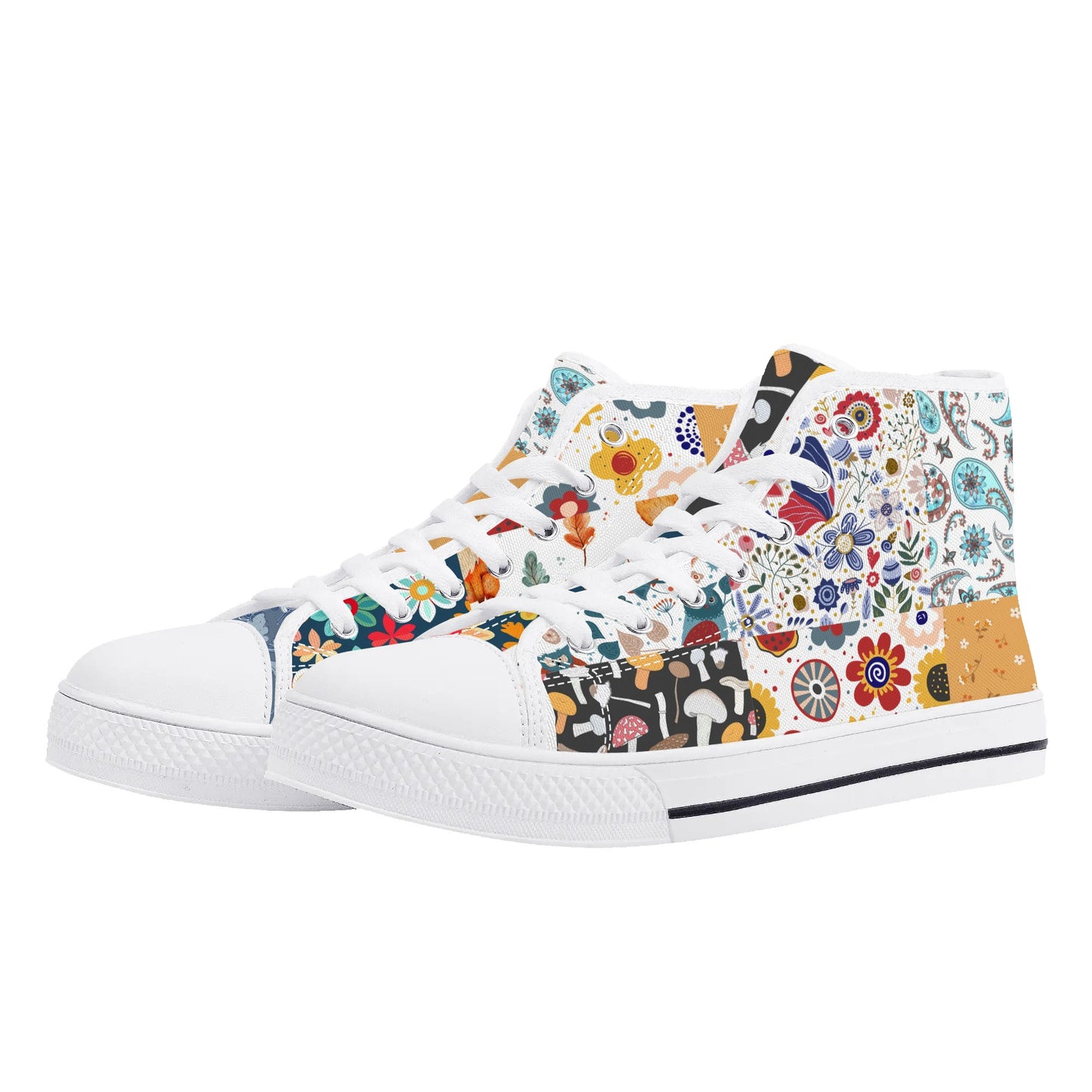 Grandma's Quilt 2 -  High Top Canvas Shoes