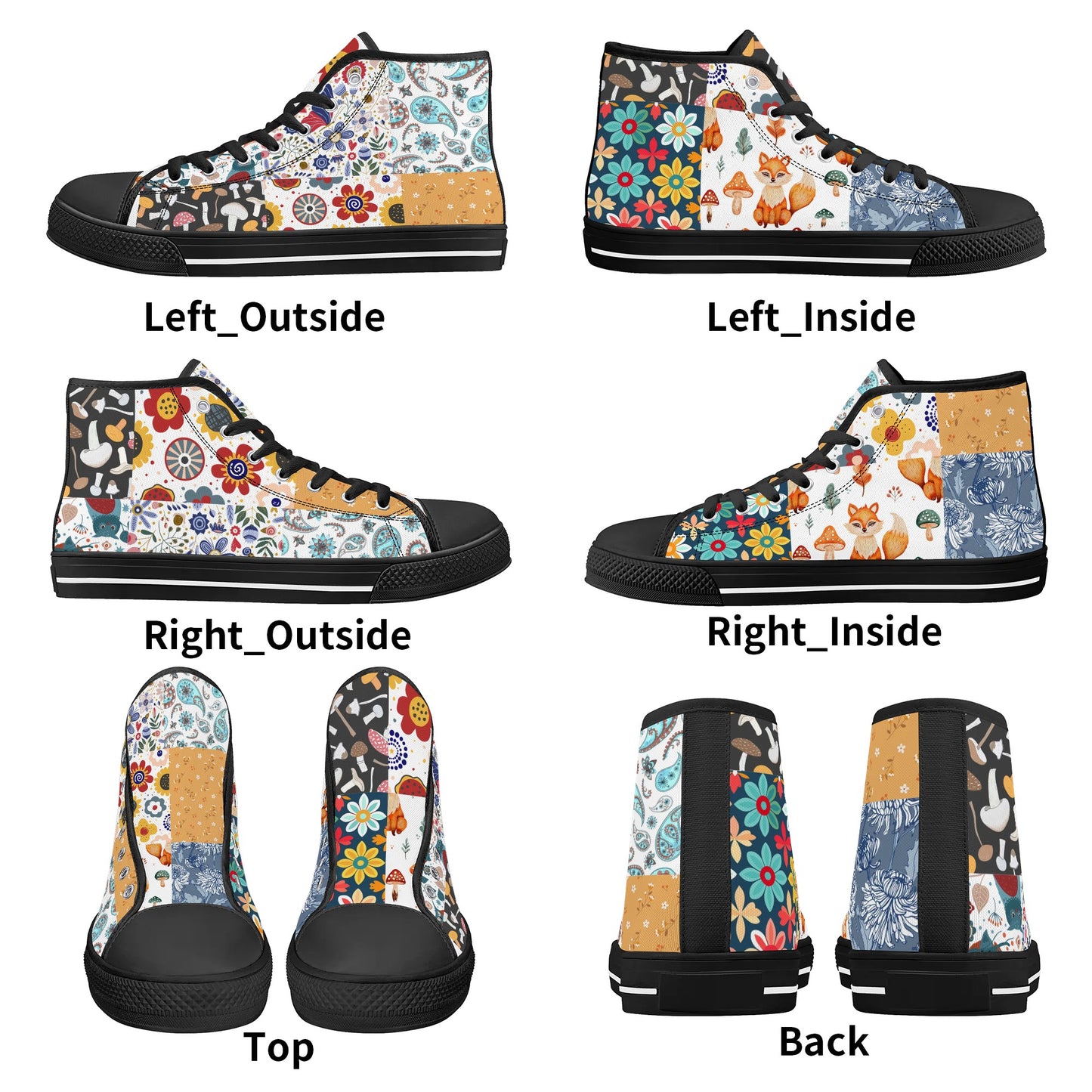 Grandma's Quilt 2 -  High Top Canvas Shoes