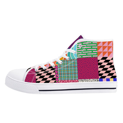 Grandma's Fall Quilt - High Top Canvas Shoes