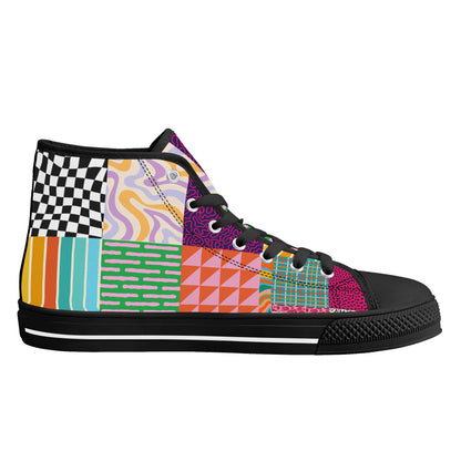 Grandma's Fall Quilt - High Top Canvas Shoes