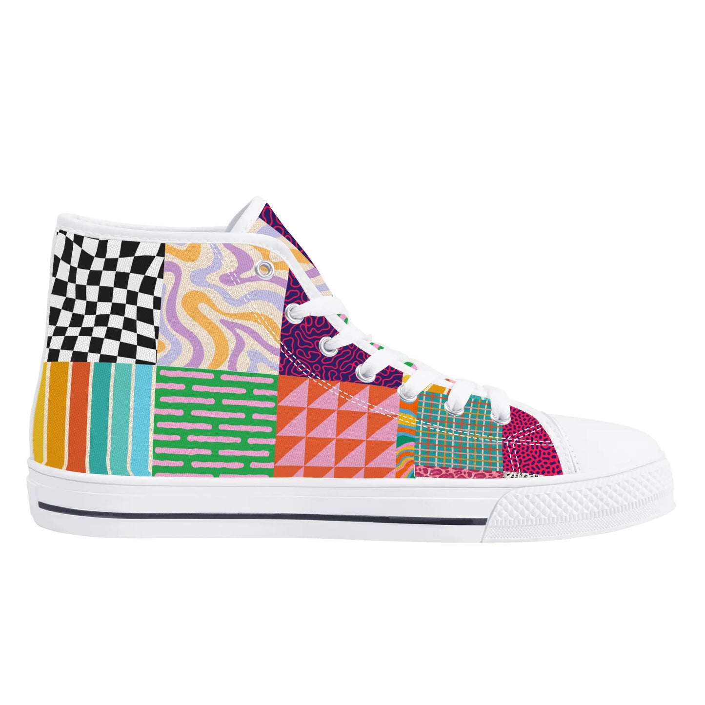 Grandma's Fall Quilt - High Top Canvas Shoes