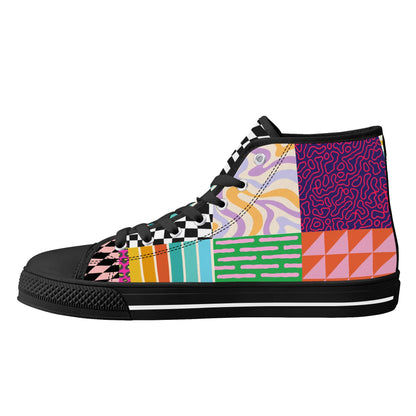 Grandma's Fall Quilt - High Top Canvas Shoes