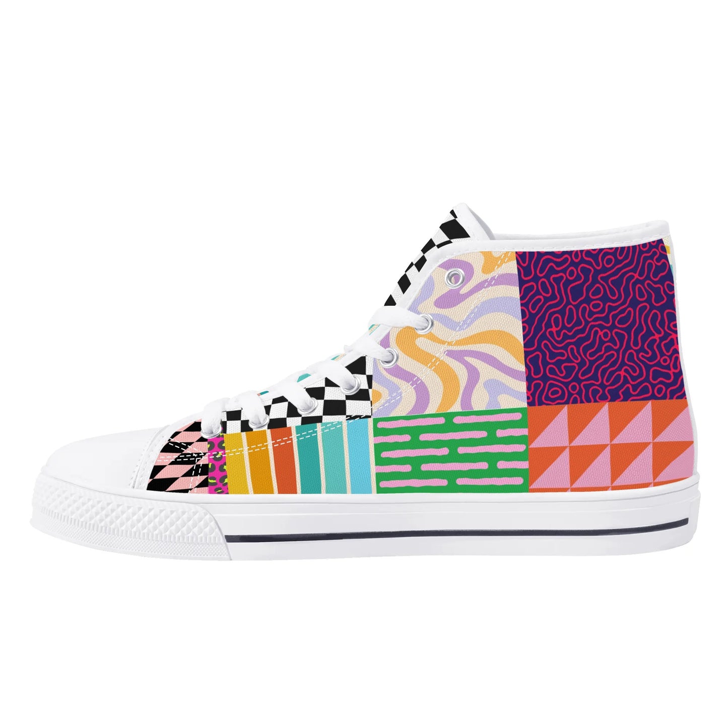 Grandma's Fall Quilt - High Top Canvas Shoes