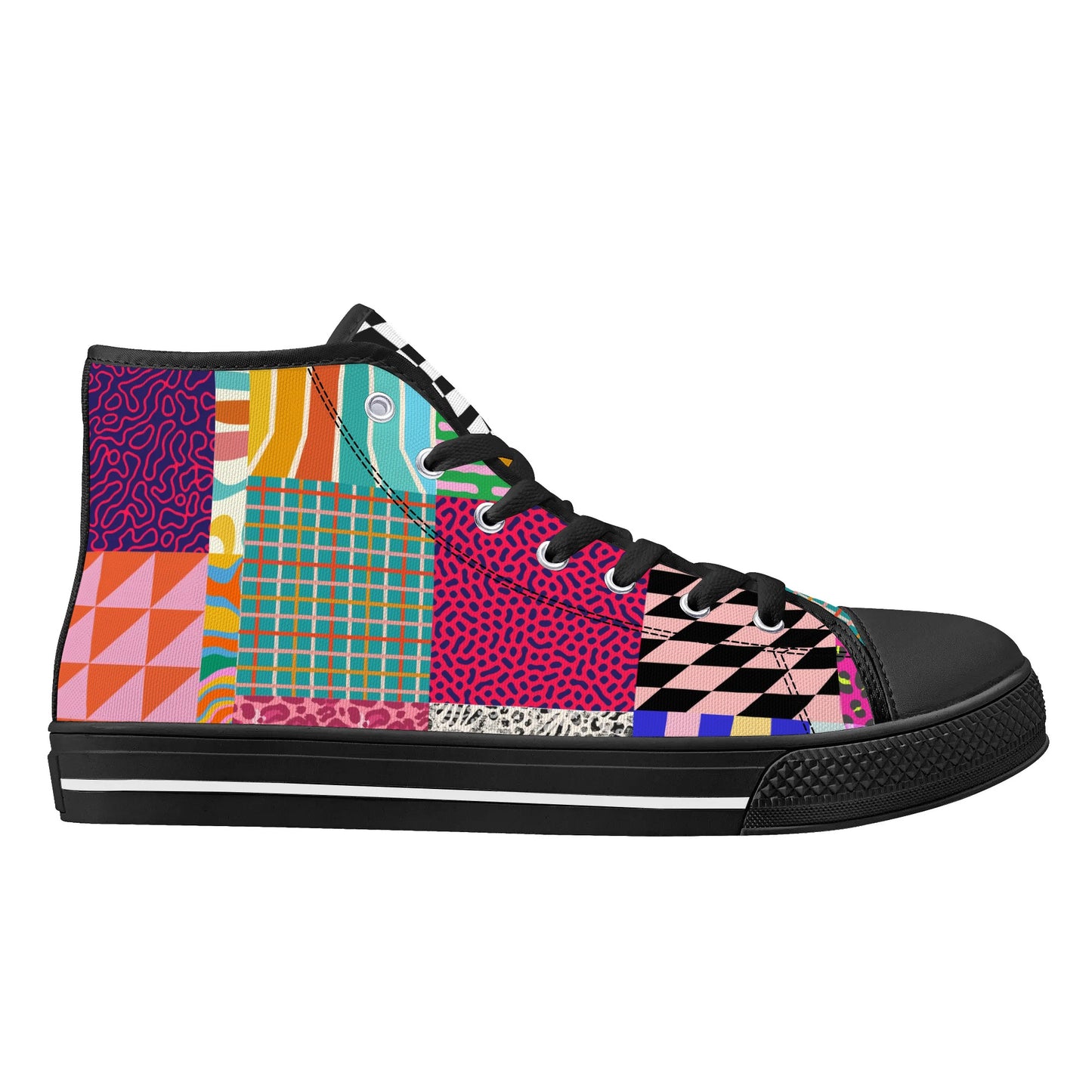 Grandma's Fall Quilt - High Top Canvas Shoes