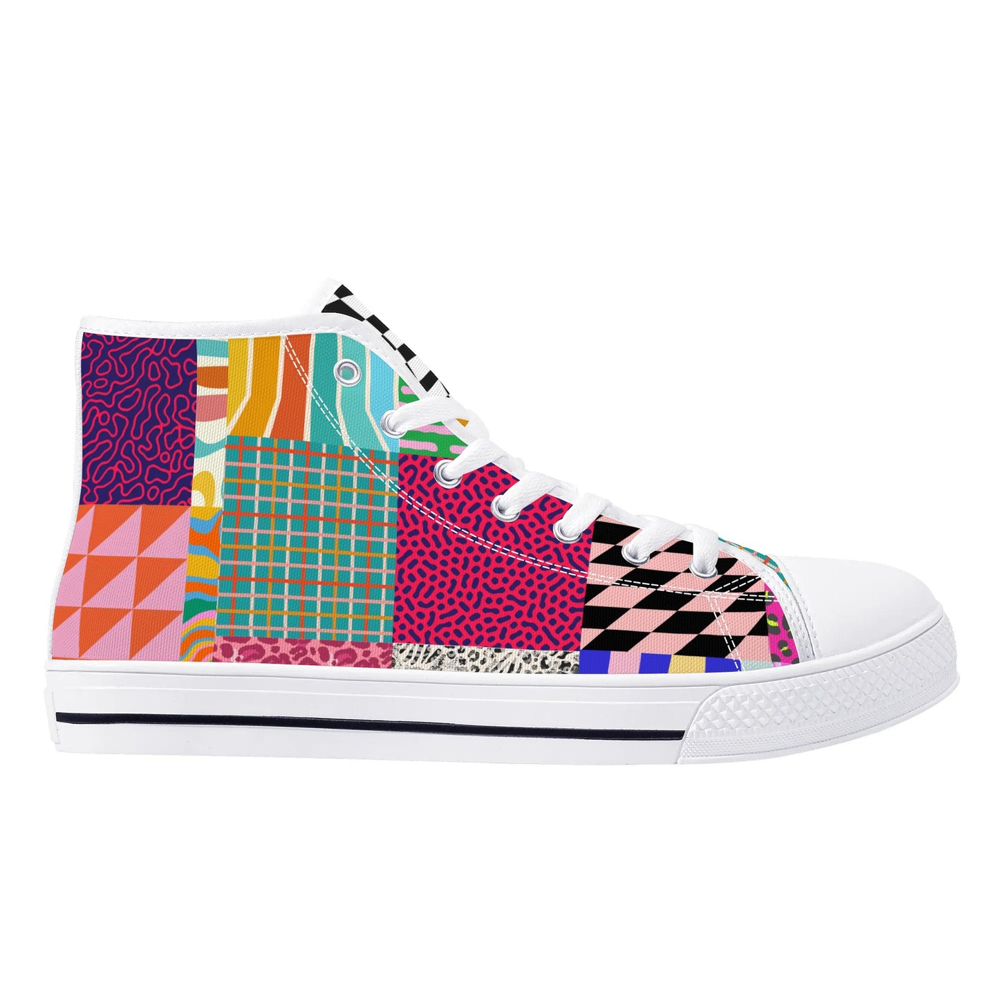 Grandma's Fall Quilt - High Top Canvas Shoes